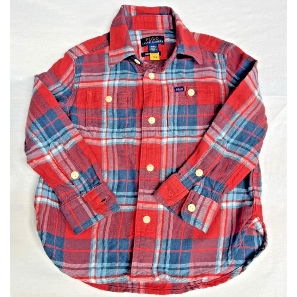 Ralph Lauren Plaid Button Down Size 3 3T Long Sleeve Shirt Preppy Academia
